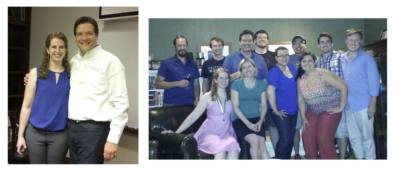 Two images: The first one shows Jessica & Vic standing together and the second is full lab group photo.