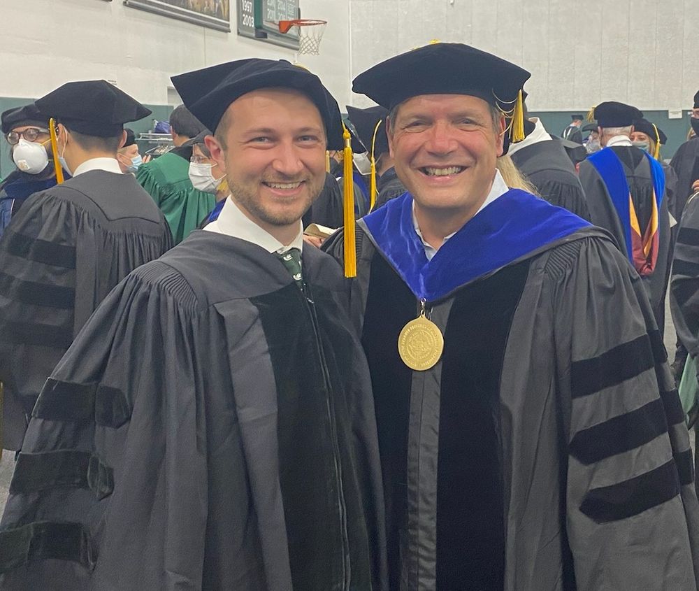 Ted and Vic at MSU commencement. (Photo courtesy of Ted Van Alst.)