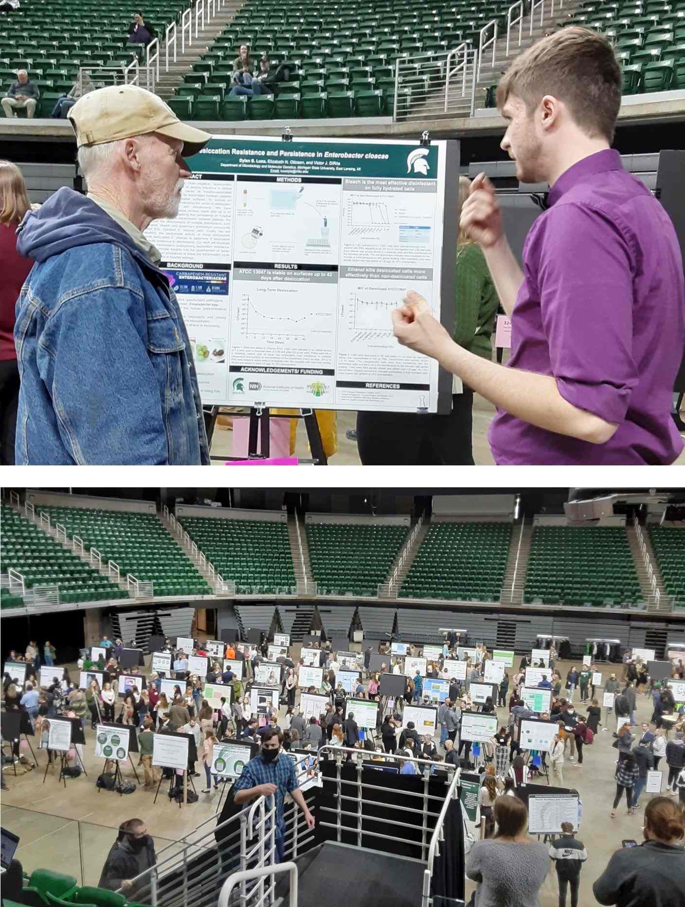 two images show dylan explaining his research and an overview of the whole display area.