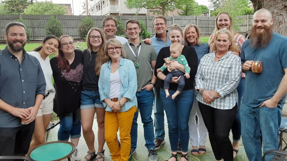 large group of people in vic's backyard