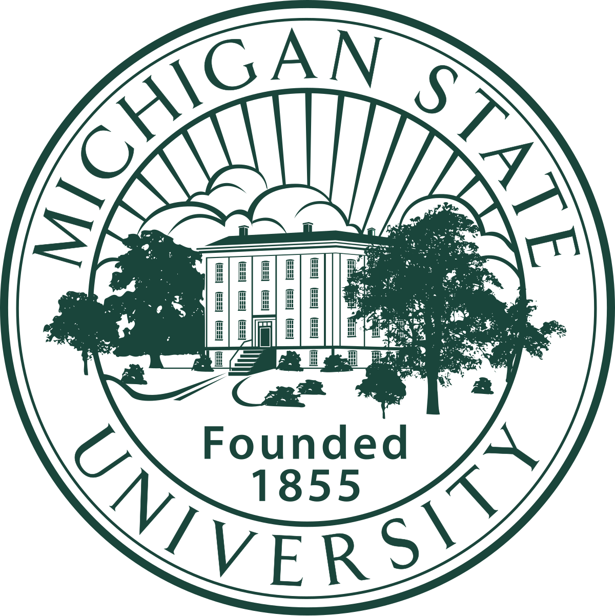 The seal of MSU. 